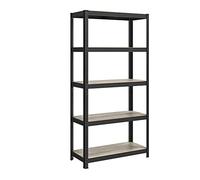 SONGMICS Étagère de Rangement à 5 Niveaux, 40 x 90 x 180 cm, Capacité 875 kg, Planches Réglables, Style Industriel, pour Cuisine, Salon, Grège et Noir GLR040B21