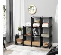SONGMICS Étagère de Rangement à 9 Compartiments, Meuble de Rangement Ouvert, Bibliothèque, 30 x 110 x 110 cm, Organiseur pour Salon, Chambre, Salle de Bain, avec Marteau, Noir LSN45BK