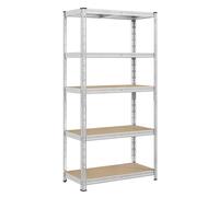 SONGMICS Étagère de Rangement Charge Lourde, Lot de 2, Étagère de Garage 50 x 100 x 200 cm, Capacité de Charge Jusqu’à 875 kg, Montage Facile, Tablettes Réglables, Argent GLR447E02