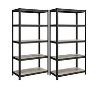 SONGMICS Étagère de Rangement, Ensemble de 2, Capacité 600 kg | Étagère Garage Métallique Charge Lourde, 50 x 100 x 200 cm, 5 Niveaux, Planches Réglables, pour Atelier, Noir et Beige