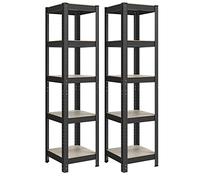 SONGMICS Étagère de Rangement, Ensemble de 2, Métallique à 5 Niveaux | 37 x 37 x 150 cm, Charge Lourde 400 kg, pour Cuisine, Garage, Grège et Noir, Collection COZORY