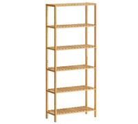 SONGMICS Étagère de Rangement, Meuble à Chaussures à 6 Niveaux, Support pour Plantes, Multifonction, pour Entrée, Salle de Bain, Balcon, Cuisine, 26 x 60 x 160,9 cm, Beige Naturel BCB036Y01