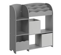 SONGMICS Étagère de Rangement pour Enfants, Bibliothèque, pour Livres et Jouets, Organisateur avec 2 Boîtes de Rangement, pour Salle de Jeux, Chambre d’Enfants, Salon, Gris Tourterelle GKR042G01