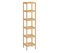 SONGMICS Étagère de Salle de Bain à 6 Niveaux en Bambou, Étagère de Rangement, Multifonctionnelle, Étagère d'angle, pour Cuisine, Salon, Chambre, Couloir, Beige Natural BCB056YL01