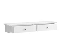 SONGMICS Étagère Murale, Étagère Flottante avec 2 Tiroirs, Charge 15 kg, 15 x 65 x 10 cm, pour Couloir, Salon, Bureau, Installation Facile, Gain de Place, Style Moderne, Blanc LWS65WT