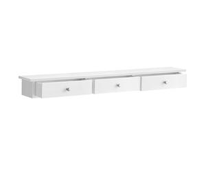 SONGMICS Étagère Murale, Étagère Flottante avec 3 Tiroirs, Charge 15 kg, 15 x 80 x 10 cm, pour Couloir, Salon, Bureau, Gain de Place, Style Moderne, Blanc LWS085W01V1
