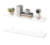 SONGMICS Étagère Murale, Étagère Flottante, Décorative, Style Moderne, Salon, Salle à Manger, Cuisine, Charge Max. 10 kg, Lot de 2, 21,3 x 80 x 10 cm, Blanc Neige et Blanc Mat LWS008WE01-2J