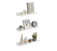 SONGMICS Étagère Murale Suspendue, Lot de 3, Décoration Salon, Longueur 38 cm, Tablette Flottante, pour Cadres Photo, Salon, Bureau, Salle de Bain, Cuisine, Blanc Mat LWS38WT