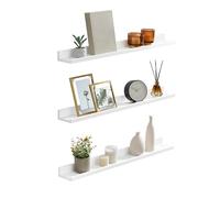 SONGMICS Étagère Murale Suspendue, Lot de 3, Longueur 80 cm | Tablette Flottante, pour Cadres Photo, Salon, Chambre, Salle de Bain, Cuisine, Blanc Nuage, CUSTOS LWS081W01