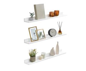 SONGMICS Étagère Murale Suspendue, Lot de 3, Longueur 80 cm | Tablette Flottante, pour Cadres Photo, Salon, Chambre, Salle de Bain, Cuisine, Blanc Nuage, CUSTOS LWS081W01