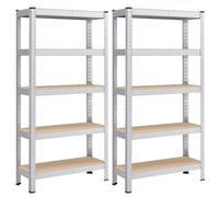 SONGMICS Étagère pour charges lourdes, lot de 2, étagère de cave, étagère de stockage, 30 x 75 x 150 cm, étagère avec structure en acier, charge maximale 650 kg