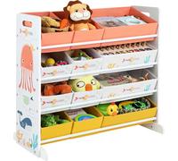 SONGMICS Étagère pour enfants, avec 12 boîtes en tissu, organisateur de jouets