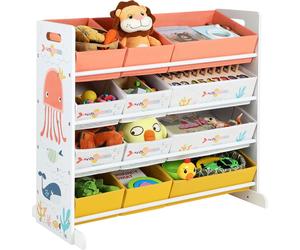SONGMICS Étagère pour enfants, avec 12 boîtes en tissu, organisateur de jouets
