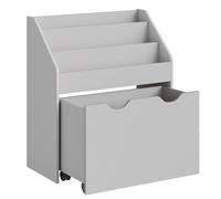 SONGMICS Étagère pour Jouets, 3 Compartiments Bibliothèque pour Enfants, Boîte à Jouets Mobile, avec Roulettes, Multi-Usage, pour Chambre d'Enfant et Salle de Jeux, Gris Tourterelle GKR041G10