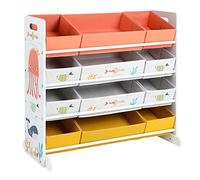 SONGMICS Étagère pour enfants, avec 12 boîtes en tissu, organisateur de jouets