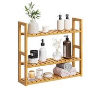 SONGMICS Étagère Salle de Bain Bambou, 3 Niveaux, Support pour Plantes, Réglable, sur Pieds ou à Suspendre, pour Salon, Salle à Manger, Balcon, Cuisine, Couleur Boisée BCB13Y 60 x 15 x 54 cm