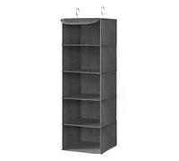 SONGMICS Étagère Suspendue, Organisateur, Penderie, Pliable, Gain de Place, Rangement Placard, avec Crochets en Métal, Renfort en Bambou, Motif Lin, Gris RYCH06G
