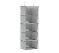 SONGMICS Étagère Suspendue, Lot de 2, Organisateur Penderie, Pliable | Rangement Placard, Gain de Place, Crochets en Métal, Renfort en Bambou, Motif Lin, Gris, Collection TINA RCH005W02