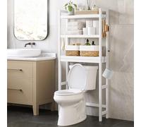 SONGMICS Étagère WC, Rangement au-Dessus des Toilettes, 3 Niveaux, avec Étagère Réglable, Convient à la Plupart des Toilettes, Gain de Place, Montage Facile, Blanc Nuage BTS01WT