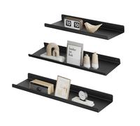 SONGMICS Étagères Murales en Métal, Lot de 3, Tablettes Flottantes | Style Moderne, pour Décorations, Cadres Photos, Bibelots, 6 Vis Incluses, Noir D'Encre, Collection CUSTOS LFS12BK