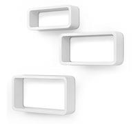SONGMICS Étagères Murales, Lot de 3, Étagères Suspendues, Tablettes Flottantes, pour Chambre, Salon, Cuisine, Couloir, Capacité de Charge 15 kg, Longueur 34, 39 et 44 cm, Blanc LWS97W