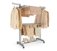 SONGMICS Étendoir à Linge, Séchoir Mobile à 3 Niveaux, avec roulettes, Pliable, 63,5 x 128 x 148 cm, Grande Capacité, Utilisation Intérieure et Extérieure, Gris Tourterelle LLR702G01