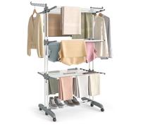 SONGMICS Étendoir à Linge, Séchoir Mobile à 4 Niveaux, avec roulettes, Pliable, 63,5 x 125,5 x 173 cm, Grande Capacité, Utilisation Intérieure et Extérieure, Noir d'encre LLR703BZ02