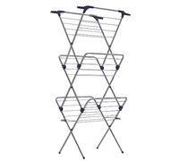 SONGMICS Étendoir à Linge, Séchoir Pliable, avec Barres, Support de Séchage, Cadre en Acier, Taille 46 x 70,5 x 155 cm, Espace de Séchage de 20 m, Utilisation Intérieure/Extérieure, Gris LLR720G01