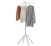 SONGMICS Étendoir à Linge, Séchoir sur Pied, 3 Bras Rotatifs pour Cintres, 4 Pieds, pour l'Intérieur, Acier Inoxydable, Hauteur 150 cm, Blanc et Argent LLR510W01
