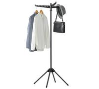 SONGMICS Étendoir à Linge, Séchoir sur Pied, 3 Bras Rotatifs pour Cintres, 4 Pieds, pour l'Intérieur, Acier Inoxydable, Hauteur 150 cm, Noir LLR510B01