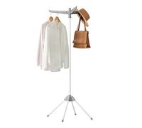 SONGMICS Étendoir à Linge, Séchoir sur Pied, 3 Bras Rotatifs pour Cintres, 4 Pieds, pour l'Intérieur, Acier Inoxydable, Hauteur 150 cm, Gris et Blanc LLR510G01