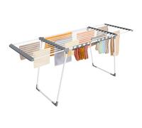 SONGMICS Étendoir à Linge, Séchoir sur Pied, Ailes Extensibles, 22 m de Longueur d’Étendage, avec Porte-Chaussettes, Pliable, Blanc Perle et Gris Tourterelle LLR522WK01