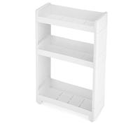 SONGMICS Étroit Chariot, Meuble de Rangement Mobile, Commode sur roulettes avec 3 Étagères, pour Cuisine, Salle de Bain, Garage, Largeur de 17 cm KFR09WT, Blanc