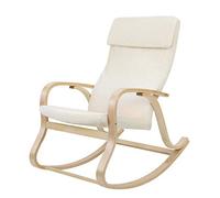 SONGMICS Fauteuil à Bascule, avec Accoudoirs en Bois, Chaise d’Allaitement, Capacité 120 kg, Housse en Imitation de Lin, pour Chambre, Salon, Beige et Couleur Boisée LYY30M