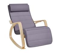 SONGMICS Fauteuil à Bascule, avec Accoudoirs en Bois, Repose-Pieds Réglable en 5 Positions, Capacité 150 kg, 121,5 x 67 x 84 cm, pour Chambre, Salon, Gris Clair et Couleur Boisée LYY010GZ02