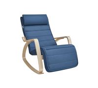 SONGMICS Fauteuil à Bascule, avec Accoudoirs en Bois, Repose-Pieds Réglable en 5 Positions, Capacité 150 kg, 121,5 x 67 x 84 cm, pour Chambre, Salon, Bleu Minuit et Couleur Boisée LYY010QP01