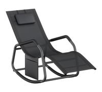 SONGMICS Fauteuil à Bascule, Chaise Longue avec Appui-tête Réglable | Anti-renversement, Cadre en Acier, Tissu Respirant, Poche, 151 x 56,2 x 97,3 cm, Noir, Collection SANDY GCB230B01