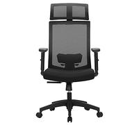 SONGMICS Fauteuil de bureau, Chaise de bureau en toile, Siège ergonomique, pivotant à 360°, support lombaire réglable, appui-tête, accoudoirs, inclinaison du dossier jusqu’à 120°, Noir OBN55BK