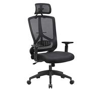 SONGMICS Fauteuil de Bureau Ergonomique avec mÉcanisme basculant, Chaise de Bureau en Maille, Respirant, Appui-tÊte et Accoudoirs RÉglables, Support Lombaire, Confortable et Fiable, Noir OBN53BK