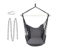SONGMICS Fauteuil suspendu, balançoire, avec 2 coussins, chaîne en métal, charge jusqu'à 150 kg, pour l'intérieur et l'extérieur, salon, chambre à coucher, gris ardoise GDC197G02