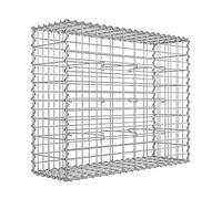 SONGMICS Gabion pour Pierre, Cage en Métal, Panier à Pierre, Maille 5 x 10 cm, Galvanisé, Mur, Paterre, Décoration de Jardin, 100 x 80 x 30 cm, Lot de 2, Argent GGB283V1