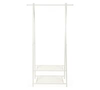 SONGMICS Portant à vêtements, Penderie à vêtements, Portemanteau avec 2 étagères de rangement pour chaussures, boîte, cadre métallique, gain de place, pour chambre, entrée, bureau, Blanc HSR05W