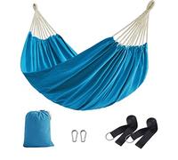 SONGMICS Hamac Double 210 x 150 cm, Charge maximale 300 kg, pour Jardin, terrasse, Balcon, extérieur, Camping, avec Sac de Transport, Sangles de Fixation et mousquetons, Bleu GDC15BU