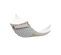 SONGMICS Hamac en Tissu matelassé avec Barres Amovibles en Bambou incurvé, avec Oreiller, 200 x 140 cm, capacité de Charge 225 kg, Losange Gris et Beige GDC034G02