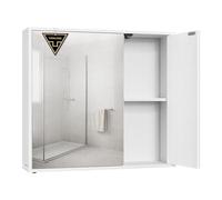 SONGMICS HOME Armoire de Salle de Bain avec Miroir, Assemblage Ultra-Rapide sans Outils Toolless, Meuble de Rangement Mural, Étagères Réglables, Moderne, 15 x 60 x 55 cm, Blanc Neige BBC114WE01