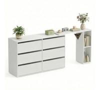 SONGMICS HOME Commode Chambre, Assemblage Rapide sans Outils Toolless, Coiffeuse, Meuble de Rangement, avec Étagère, Côte à Côte ou en L, pour Chambre, Bureau, Blanc Neige LTS656W01