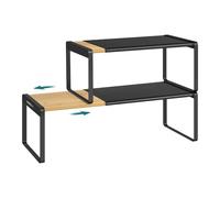 SONGMICS HOME Étagère à Épices Extensible, Organisateur de Cuisine | Lot de 2, Porte-épices, Petite Étagère, beige, KCS051B01