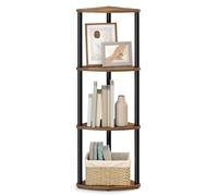 SONGMICS HOME Étagère d'angle à 4 Niveaux, Assemblage Ultra-Rapide sans Outils, Colonne de Rangement, 38,3 x 27 x 104,8 cm, pour Salon, Chambre, Cuisine, Marron Rustique LBC640KD01