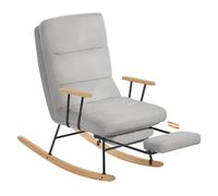SONGMICS HOME Fauteuil à Bascule, Dossier Réglable sur 4 Positions | Rocking chair, Pieds en Bois d'Hévéa, Tissu polaire, Supporte jusqu'à 160 kg, Gris tourterelle, Collection TEOU LYY016GD01