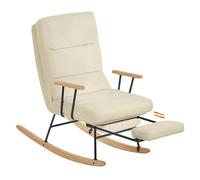 SONGMICS HOME Fauteuil à Bascule, Dossier Réglable sur 4 Positions | Rocking chair, Pieds en Bois d'Hévéa, Tissu Peluche, Supporte jusqu'à 160 kg, Marron camel, Collection TEOU LYY016LJ01